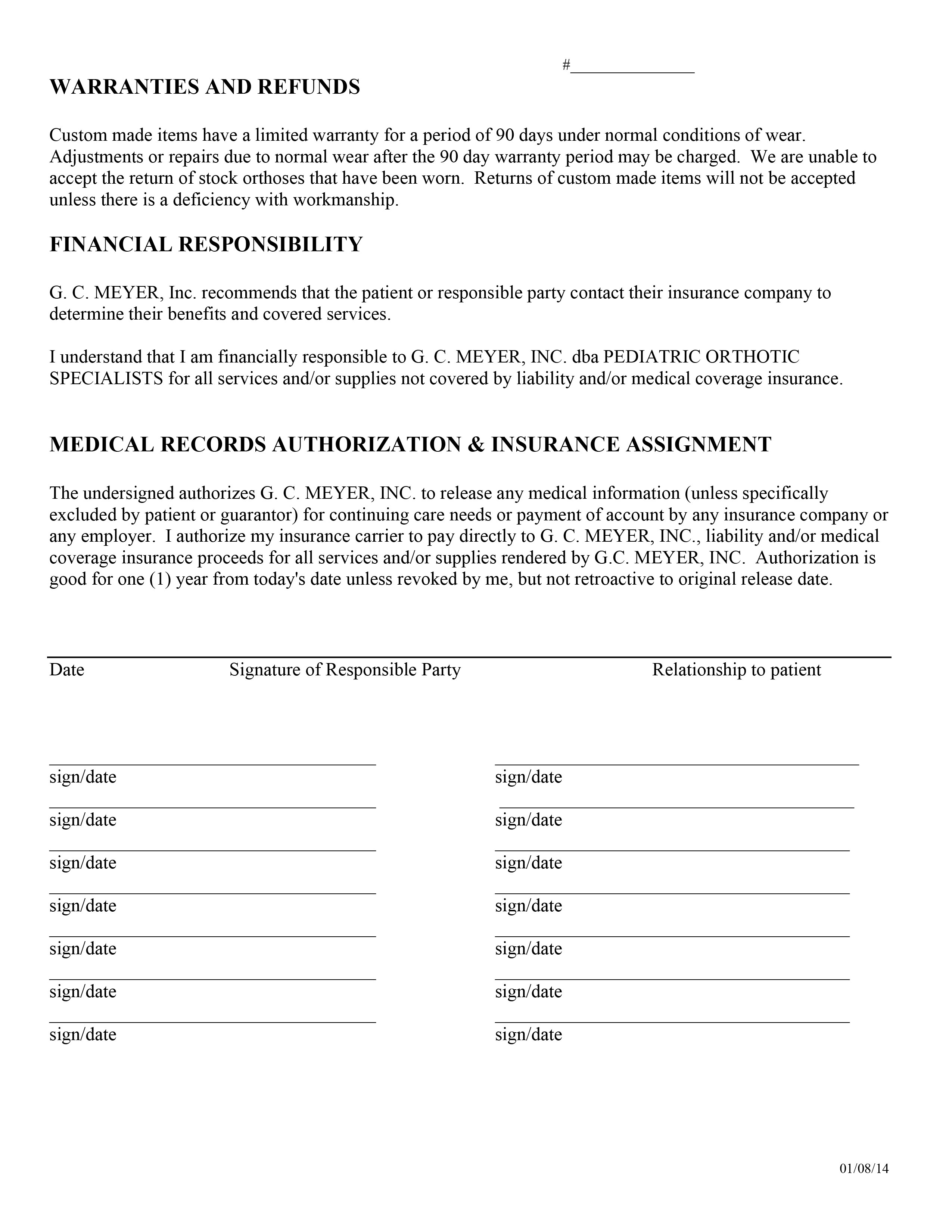 FINANCIAL RECORDS AUTHORIZATION – form – Pediatric Orthotic Specialists